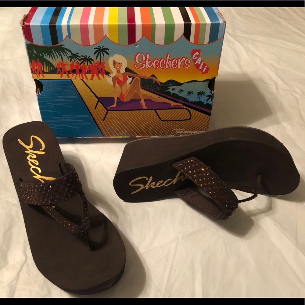 BrandNew Skechers Pin Up Cali Wedge Bling Sandals - Picture 5 of 16